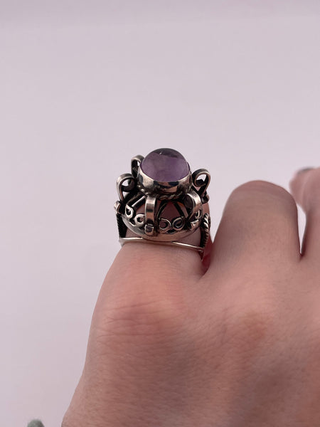size 5 sterling silver Mexican amethyst adjustable band ring