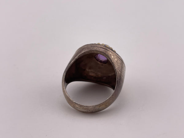size 6.25 sterling silver & gold plated amethyst ring