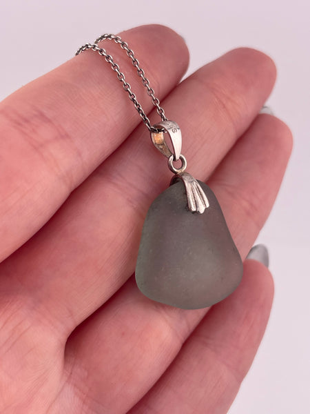 sterling silver 20" sea glass necklace