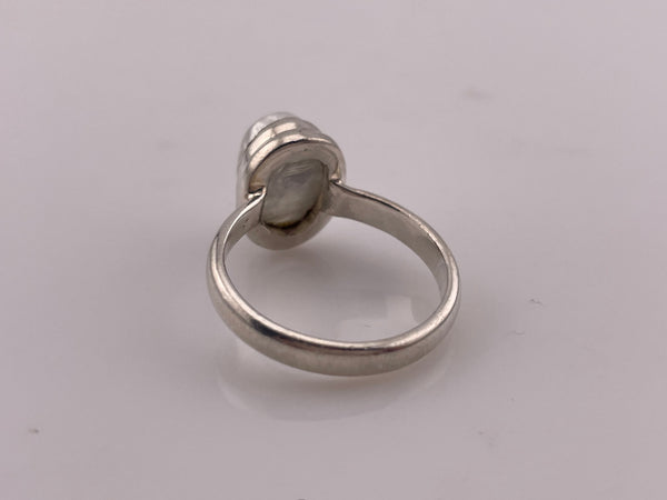 size 9 sterling silver oval rainbow moonstone ring