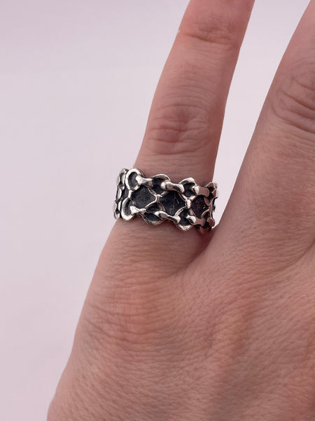 size 6 sterling silver Mexican chain band ring