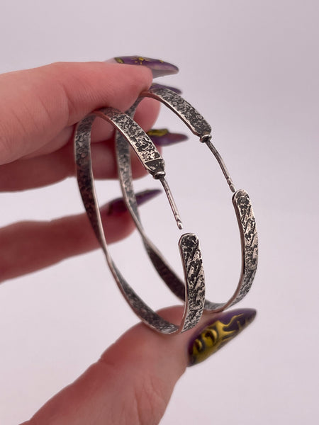 sterling silver Silpada 1 7/8" textured twist post hoop earrings