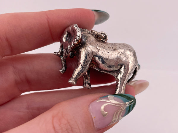 sterling silver large 3D electroform elephant pendant