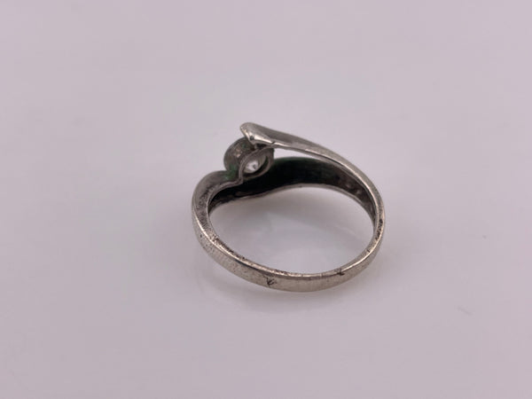 size 8.5 sterling silver faceted rhinestone ring