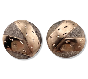 sterling silver & 14k gold textured round post earrings