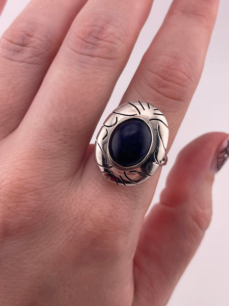 size 8 sterling silver Mexican sodalite cut-out ring