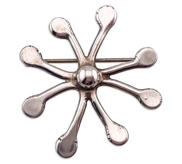 sterling silver Joseph Skinger modernist stoneless brooch