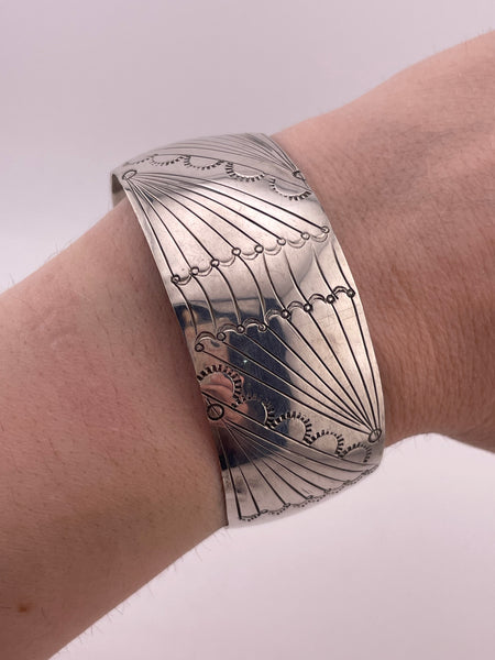 sterling silver 7" HL signed stamped cuff bracelet