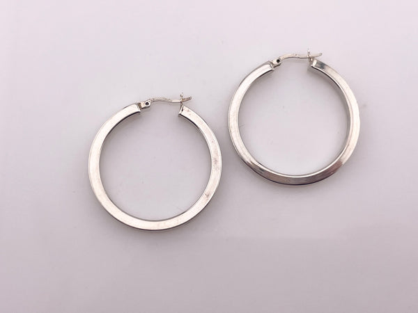 sterling silver 1-3/8" square edge hoop earrings