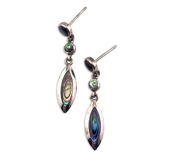 sterling silver abalone post dangle earrings
