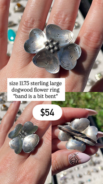 RESERVED PRIVATE LISTING -- sterling silver dogwood flower ring A37