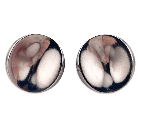 sterling silver Georg Jensen 136 stoneless concave screw-back earrings