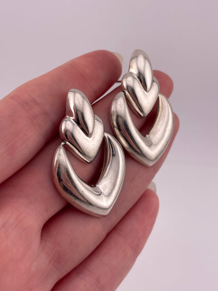 sterling silver stoneless puffy door-knocker post earrings