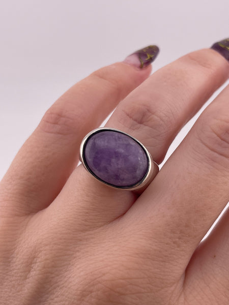 size 6 sterling silver Espo chunky heavy amethyst ring