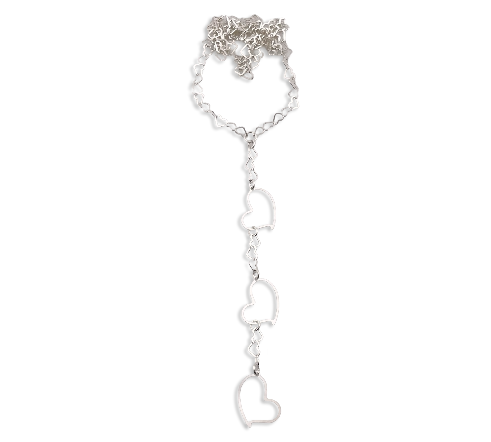 sterling silver 16-1/2" heart link lariat necklace