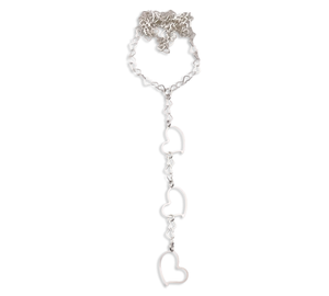 sterling silver 16-1/2" heart link lariat necklace