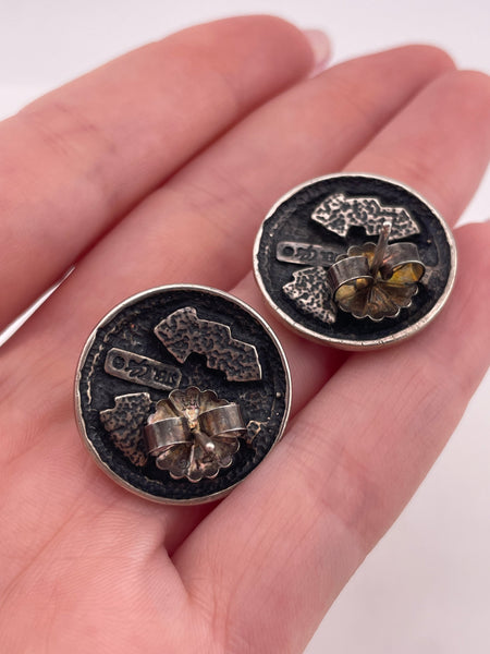 sterling silver Carolyn Pollack crushed multi-stone post earrings