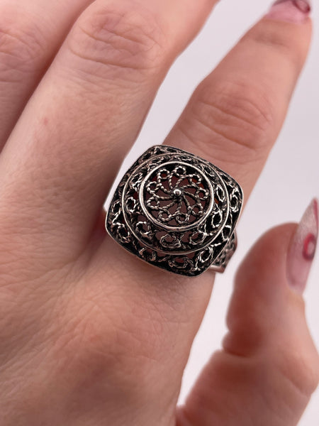 size 11.25 sterling silver stoneless filigree design ring