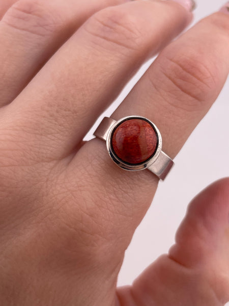 size 8.25 sterling silver sponge coral ring