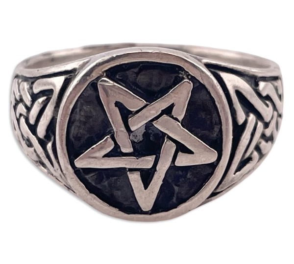 size 11.5 sterling silver pentacle pentagram star ring