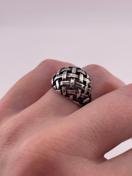 size 7 sterling silver stoneless basket weave ring