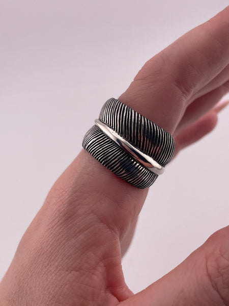 size 10.5 sterling silver heavy 20 grams stoneless feather ring