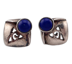 sterling silver lapis cut-out design swirl post earrings
