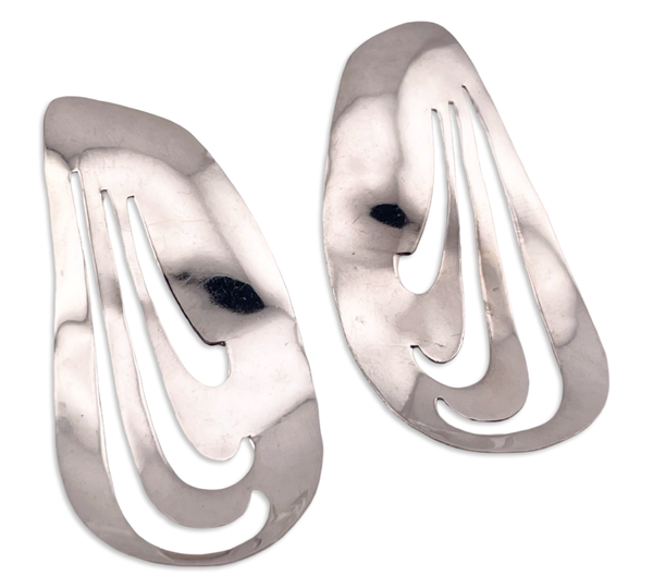 sterling silver large stoneless cut-out post earrings