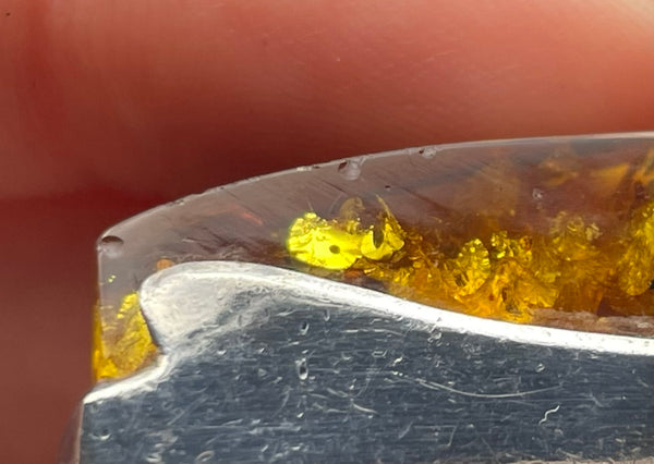 sterling silver amber triangle pendant