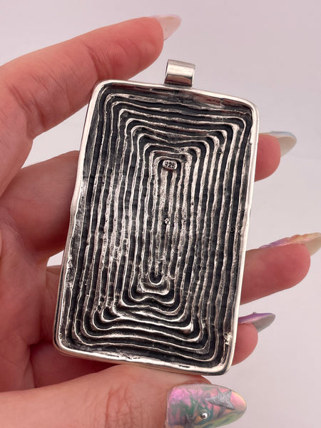 sterling silver 2-7/8" large abstract spiral pendant