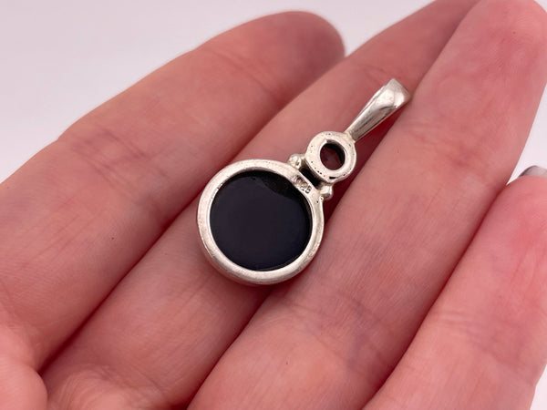 sterling silver onyx faceted topaz pendant