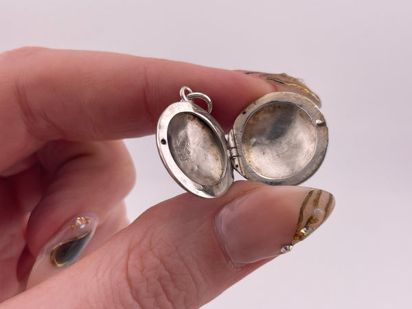 sterling silver etched round locket pendant