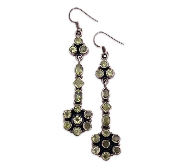 sterling silver faceted peridot dangle earrings
