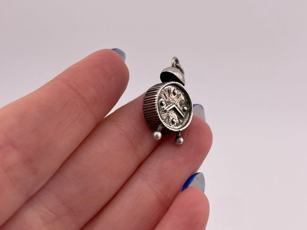 sterling silver Danecraft alarm clock charm pendant