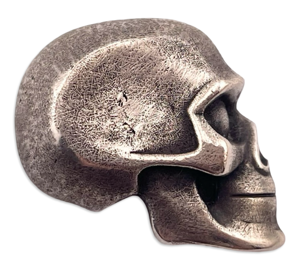 sterling silver heavy 50 gram side profile skull pendant