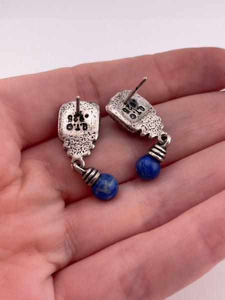 sterling silver lapis post dangle earrings