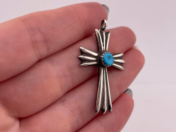 sterling silver turquoise cross pendant