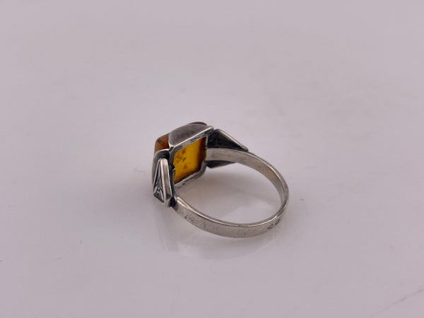 size 6.75 sterling silver square amber ring