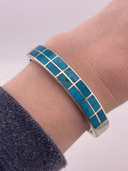 sterling silver turquoise inlay cuff bracelet