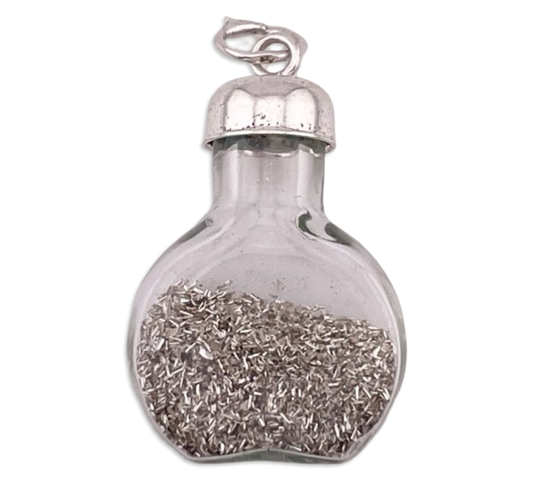 sterling silver silver dust in a bottle pendant