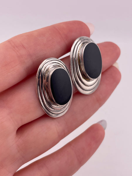 sterling silver onyx post earrings
