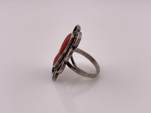 size 7.25 sterling silver coral ring **AS IS**