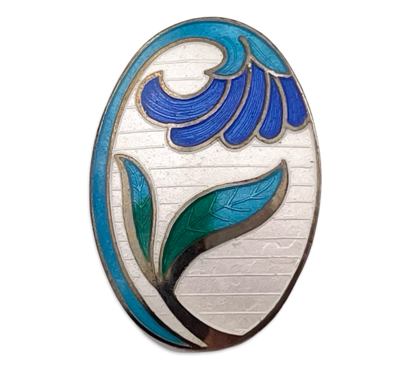 cloisonne enamel flower vintage costume brooch