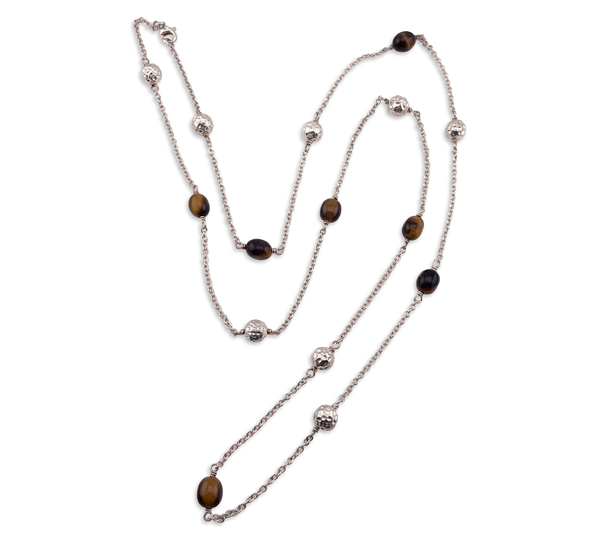 sterling silver 36" tiger's eye spacer necklace