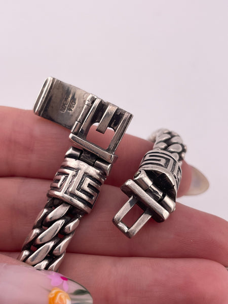 sterling silver 9" 53 gram heavy Mexican chain link bracelet