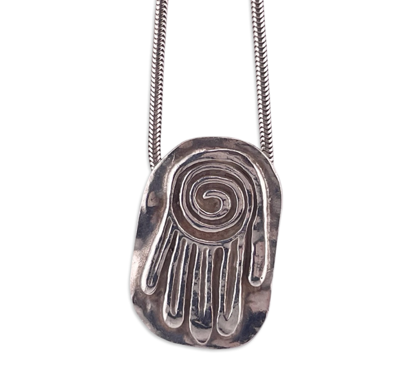 sterling silver 25" spiral hand pendant snake chain necklace