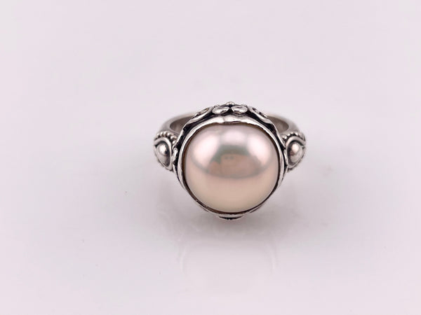 size 6 sterling silver pearl dot design ring