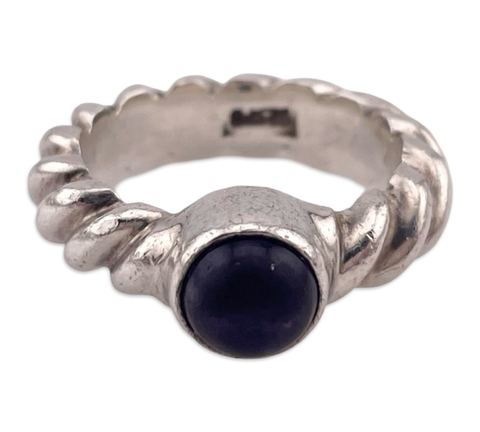 size 7 sterling silver amethyst twisted cable band ring