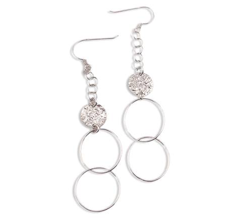 sterling silver stoneless circle dangle earrings