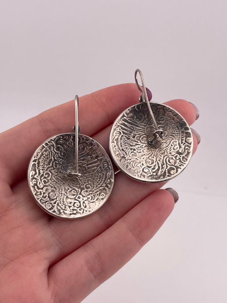 sterling silver Silpada dragon disc dangle earrings